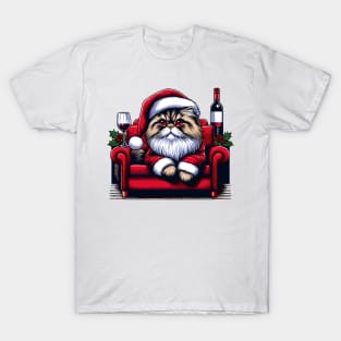 Persian Cat Wine Christmas T-Shirt